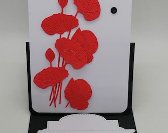 Tarjeta de cumpleaños, tarjeta de amistad, tarjeta con amapolas, tarjeta hecha a mano, tarjeta única.