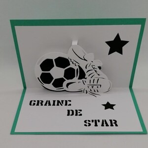 Carte kirigami thème football, carte fait main, carte unique.