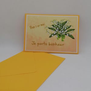 Carte premier mai , carte porte bonheur , carte fait main image 3