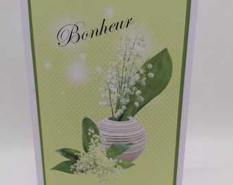 Carte premier mai , carte porte bonheur , carte fait main