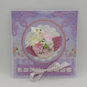 Carte shabby pour anniversaire , carte fait main, carte unique.