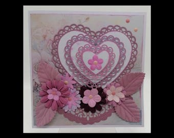 Tarjeta de felicitación de boda en estilo shabby, tarjeta única, tarjeta hecha a mano.