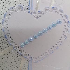 Carte mariage, carte anniversaire de mariage, carte bleu et blanc, carte fait main. Bild 2