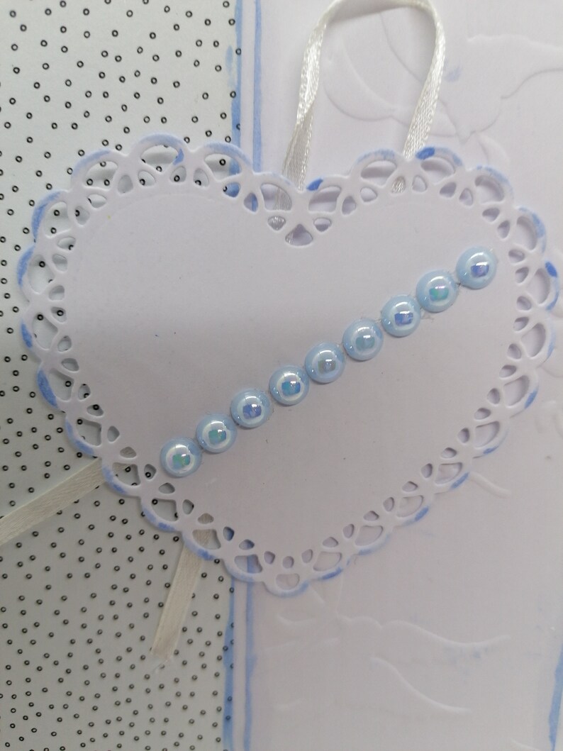 Carte mariage, carte anniversaire de mariage, carte bleu et blanc, carte fait main. Bild 2