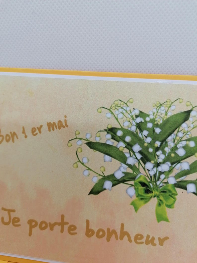 Carte premier mai , carte porte bonheur , carte fait main image 2