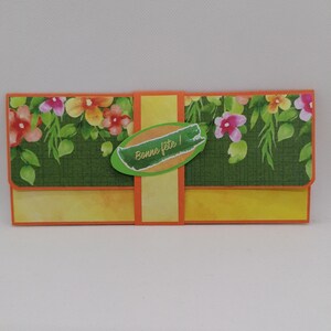 Enveloppe pour chèque ou  bon cadeau , emballage cadeau , pochette printanière, cadeau fête des grands mères.
