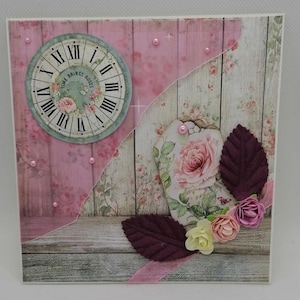 Carte fête des mères ou anniversaire, carte de style shabby , carte faite main.