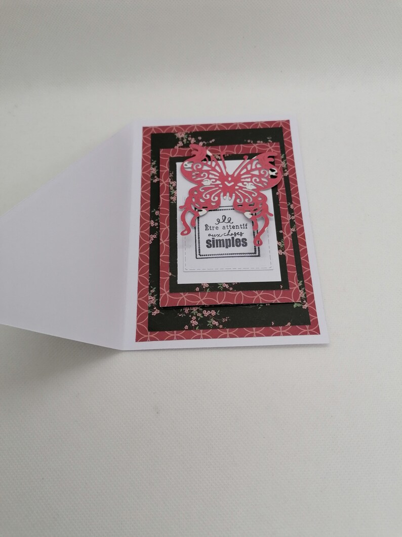 Carte anniversaire, carte fête, carte toutes occasions carte rouge et noire. afbeelding 2