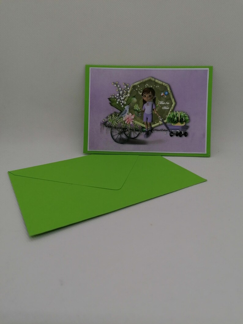 Carte premier mai , carte porte bonheur , carte fait main 画像 3