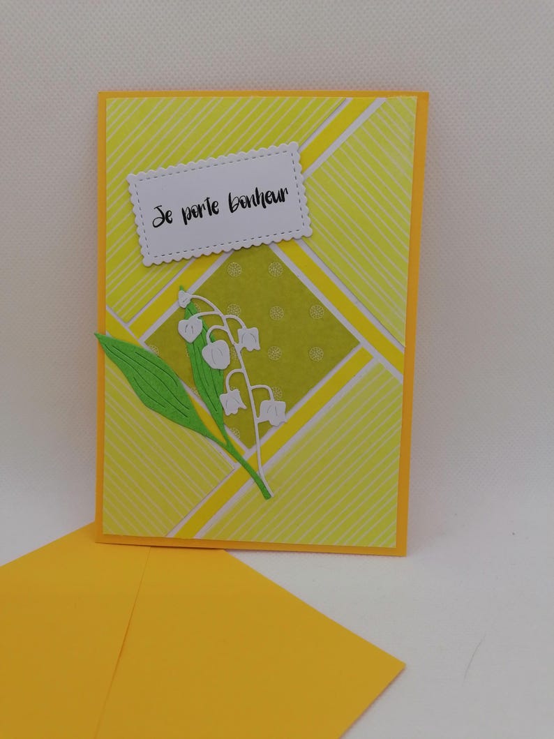 Carte premier mai , carte porte bonheur , carte fait main. Bild 1