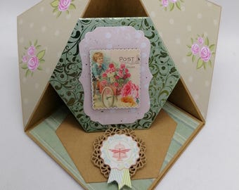 Carte chevalet d'angle , carte fait main,carte toutes occasions.