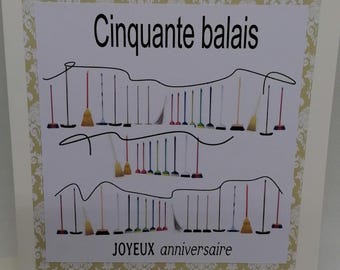 Tarjeta de 50 y 50 cumpleaños, con edad, tarjeta hecha a mano, tarjeta original.