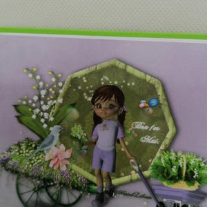 Carte premier mai , carte porte bonheur , carte fait main 画像 2