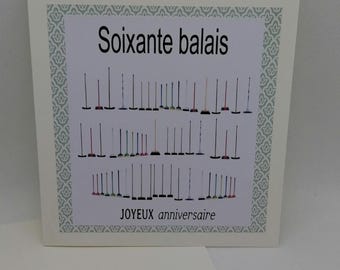 60th birthday card, handmade card, original card.