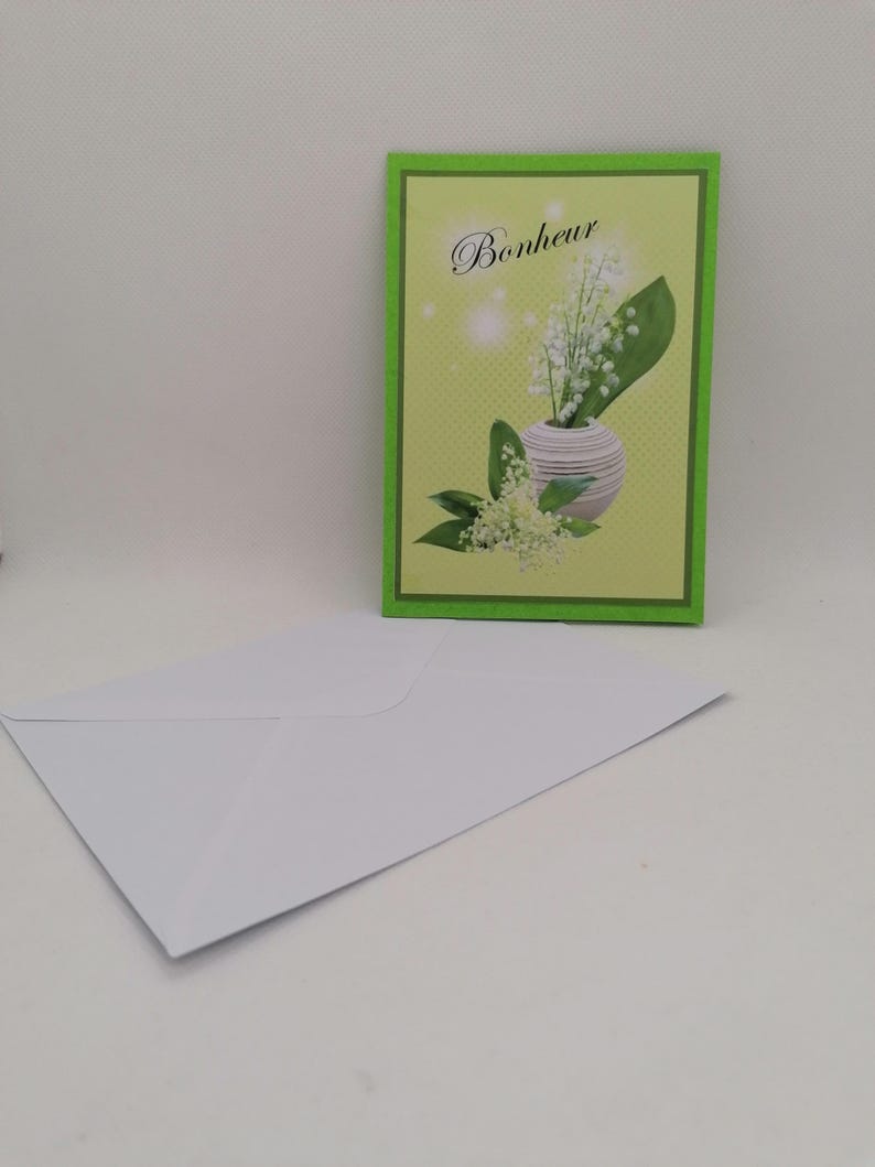 Carte premier mai , carte porte bonheur , carte fait main image 2