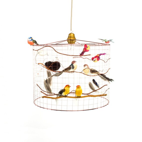 Copper Birdcage Chandelier Pendant Light With Artificial Image 0