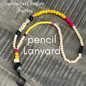 Teacher gifts/ wood bead/teacher lanyard/teacher appreciation/ ID holder/nurse lanyard/pencil personalized lanyard