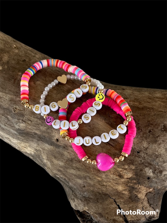 Stack of Four Pink Clay Bead Bracelet