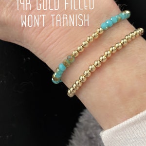 14k gold filled beaded bracelet / sterling silver beaded bracelet/ crystal stretchy beaded bracelet