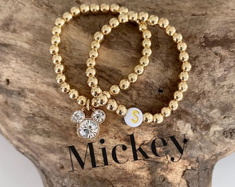 Mickey Minnie  bracelet/ Disney charm bracelet Mickey beaded bracelet