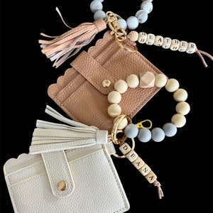 Pulsera llavero con cuentas de silicona, billetera, llavero con cuentas para la muñeca, llavero con tarjetero para la muñeca, personalizado
