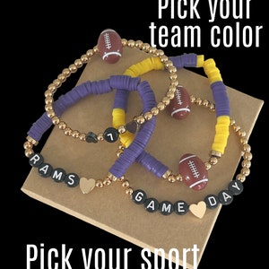 Football bracelet Personalized sports bracelet/ college sports jewelry / football mom/game day