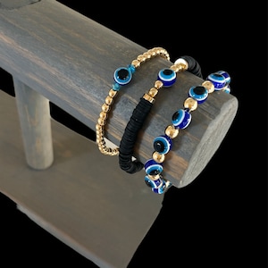 Evil eye beaded bracelet/protection bracelet/ gold evil eye/ evil eye jewelry/stretchy bracelet