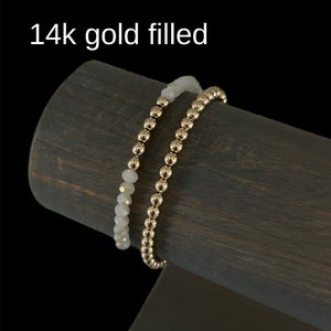 14k gold filled beaded bracelet / sterling silver beaded bracelet/ crystal stretchy beaded bracelet
