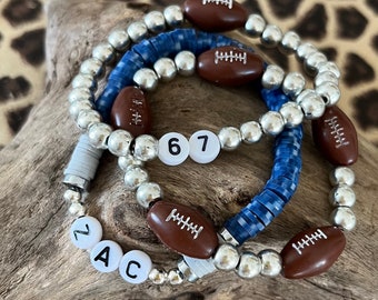 Football bracelet Personalized football bracelet/ football jewelry/ football mom bracelet/stretchy bracelet