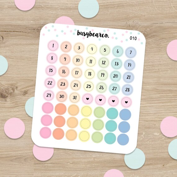 Monthly date stickers date stickers calendar stickers dates etsy