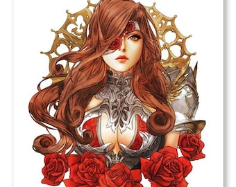 Final Fantasy IX Watercolor Beatrix Print (Hand drawn, no AI!)