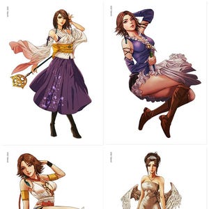 Set di stampe FFX Yuna (disegnate a mano, senza IA!)