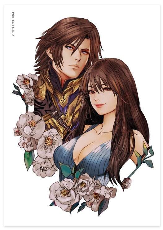 Final Fantasy VIII Squall Rinoa Portrait Print (Hand drawn, no AI!)
