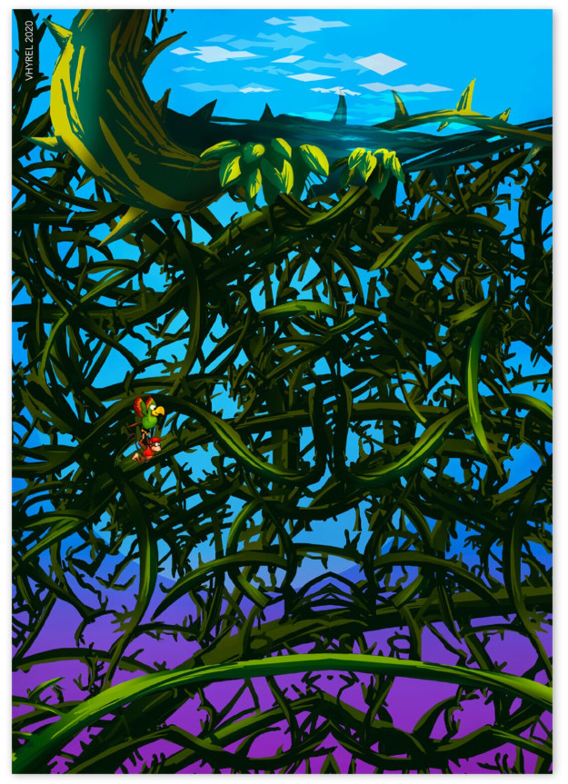 donkey-kong-country-2-snes-bramble-blast-poster-full-color-etsy