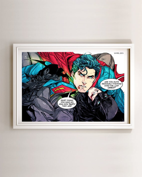 Superman /& Batman Oreo Art Print Poster Super Hero Digital Art DC Comics
