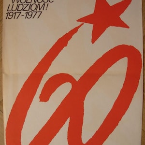 Original Polish Politic Poster Great October Revolution 1917-1977 by Janiszewscy