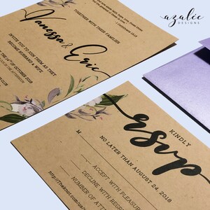 Boho Floral Kraft Invitations