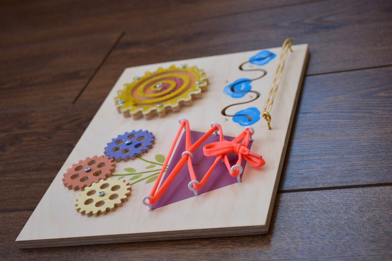 Wooden Busy Board Wooden Montessori Toy for Toddler Motor Etsy