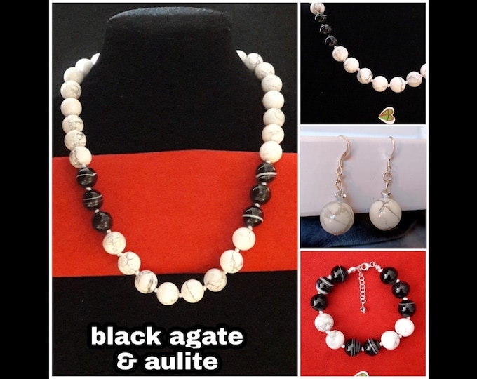 Aulite and Black Agate Jewels/ black agate & aulite jewels