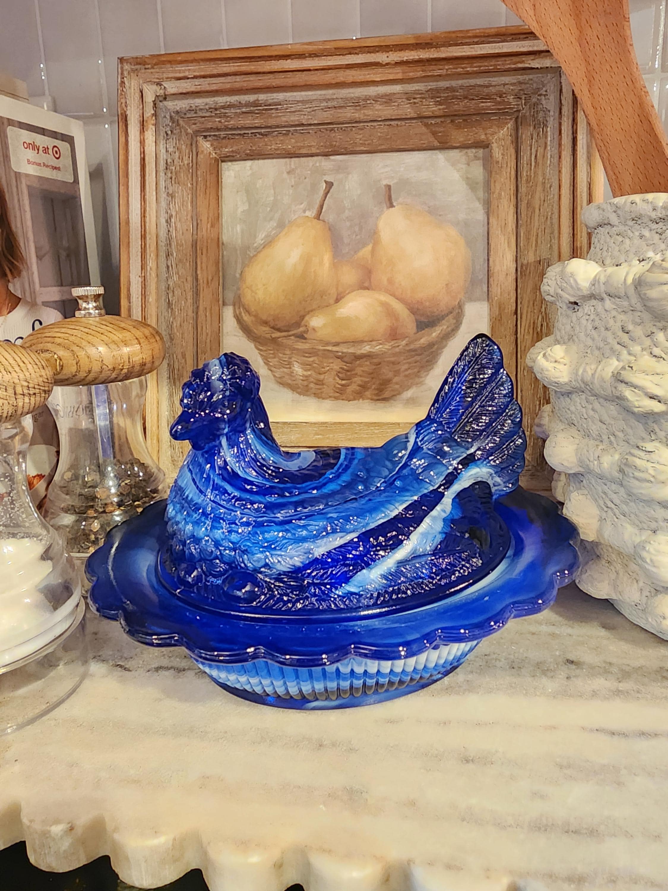 Vintage Mosser Cobalt Blue Milk Slag Glass Hen on Nest - Etsy