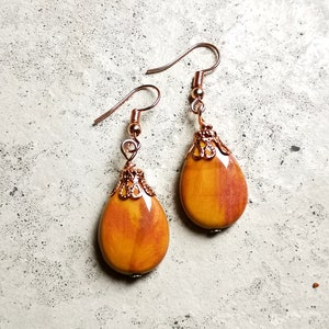 Earrings "Undina" with Mookait and pretty pearl cap