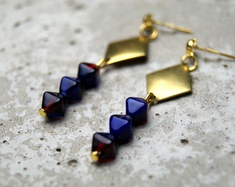 Earrings "Draga" with brass and glass beads