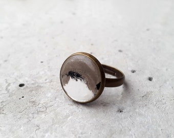 Conink - Ring with concrete and ink "Marble" 14mm