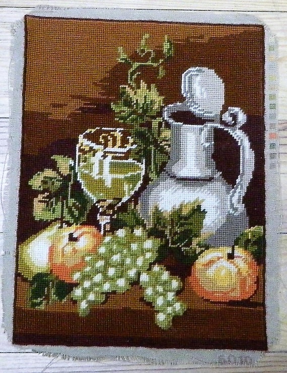 Needle Point Canvas, Needle Point Tapestry, Needle Point Art, Wall Hanging  Decor, French, Completed, Needlepoint Item, Housewarming Gift, 
