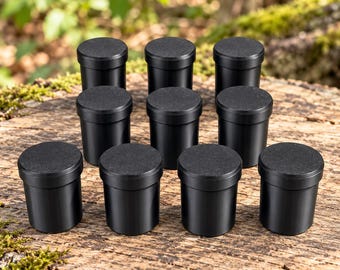 Conjunto de 10 caixas pretas para geocaching – Recipientes para caches com tampas de rosca, 6,5 cm