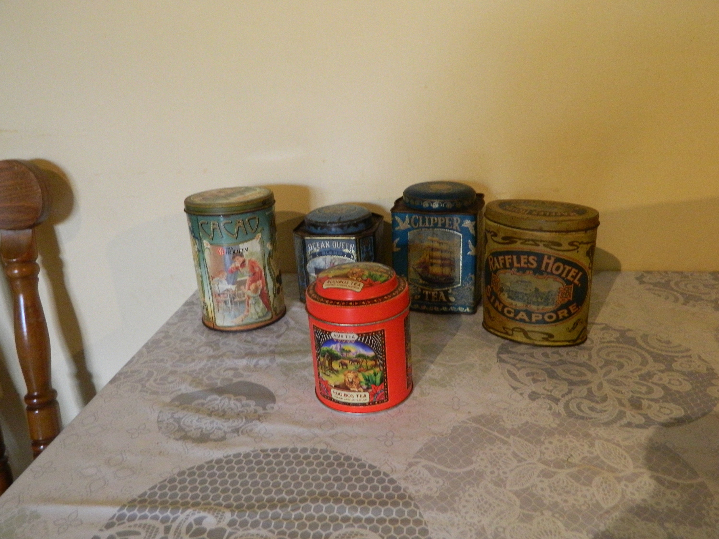 Thé Vintage, Boîtes de Thé Rangement, Collecteurs d'étain, Clipper, Ocean Queen, Cacao, Tombolas Hôt