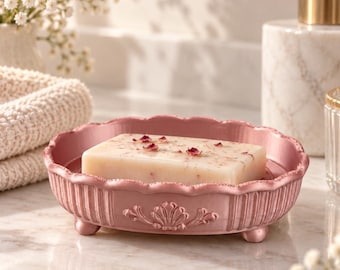 Saboneteira oval rosa – Saboneteira para sabonete em barra, acessório para banheiro