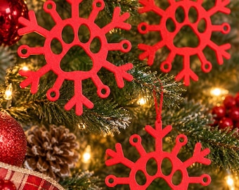 Conjunto de 5 enfeites de Natal com tema de cachorro – flocos de neve com pegadas de pata para a árvore de Natal.