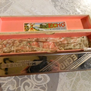 harmonica, Echo Hohner, M Hohner, Harmonicas, Made in germany, musical, echo, on G cord, Vintage harmonica,