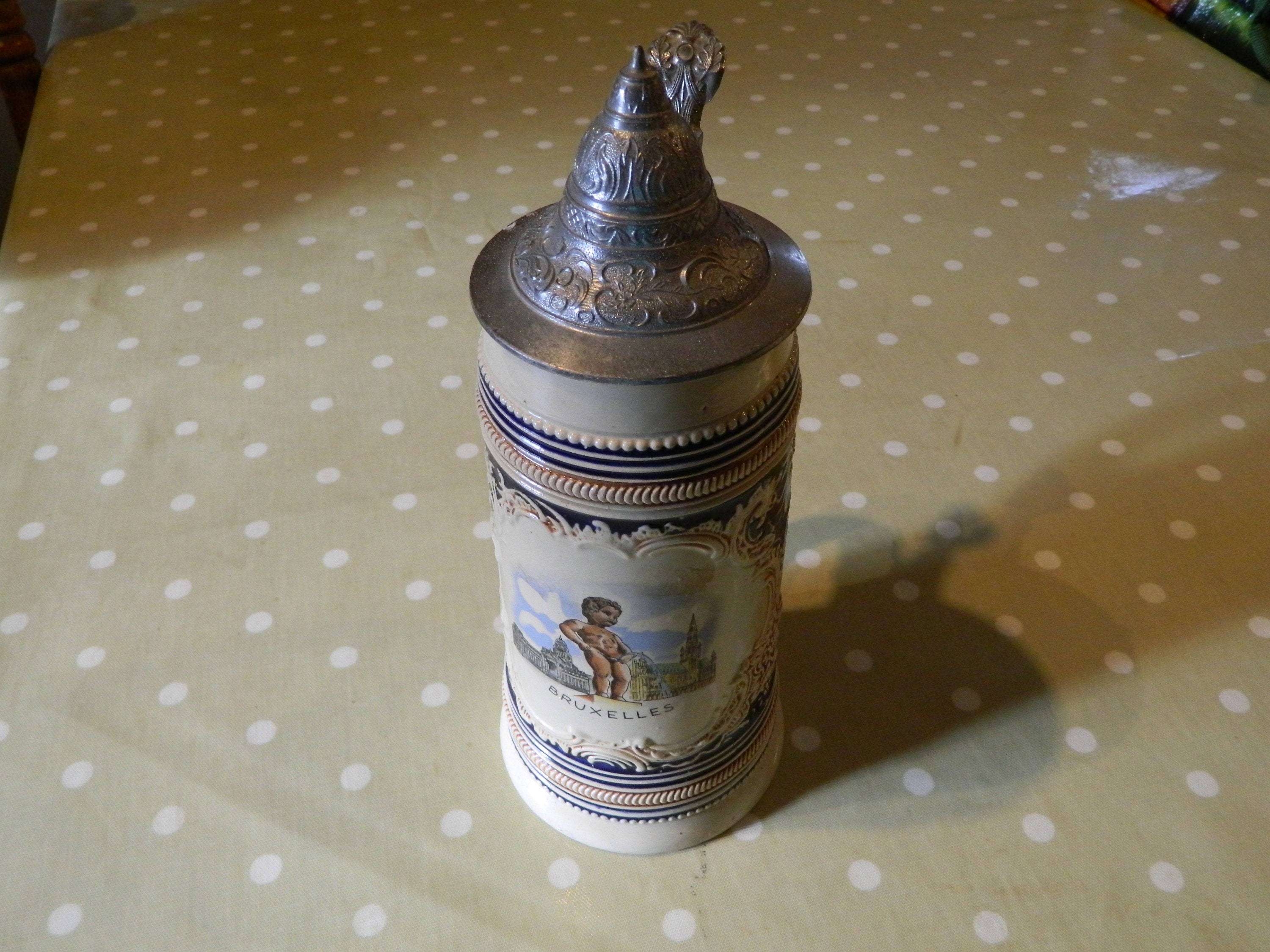 Cruche à Bière Stein, Grande Cruche Boire en Poterie, Poterie de Bruxelles, Cadeau Mancave, Pour Pap